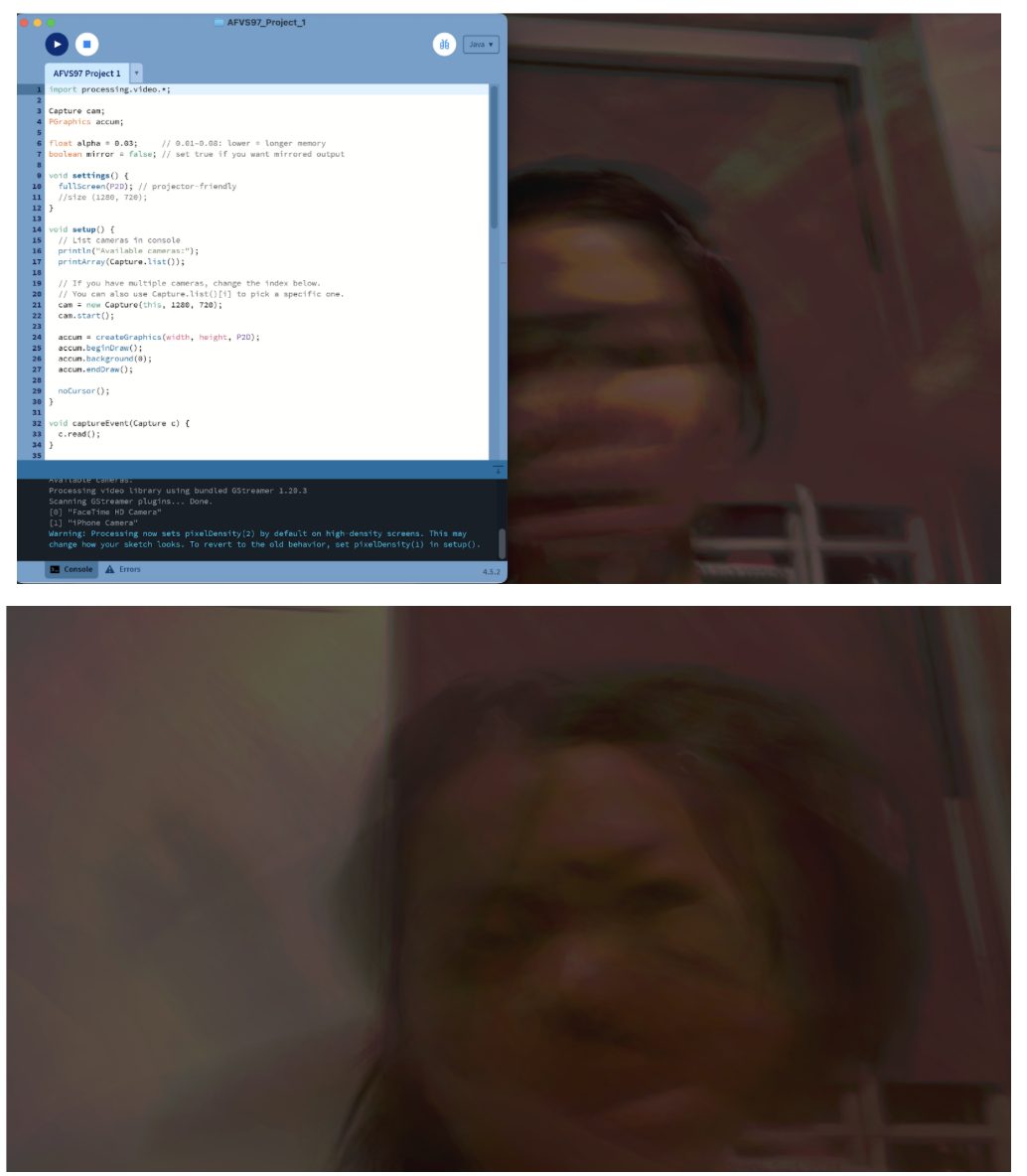 Draft distortion code next to a webcam test